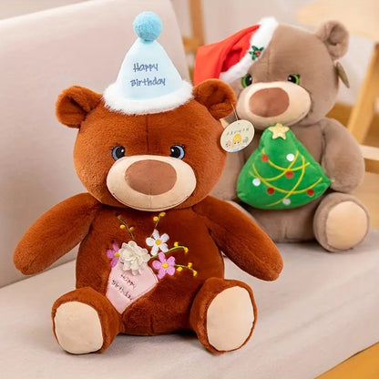 Fluffy Cute Sitting Posture Bear Plush Toy Doll Ornament Doll Throw Pillow