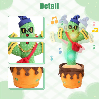 Dancing Cactus Toy, Talking Cactus Mimicking Repeating What You Say Singing Cactus Baby Toy,Sunny Cactus Baby Cactus Toy Mimic