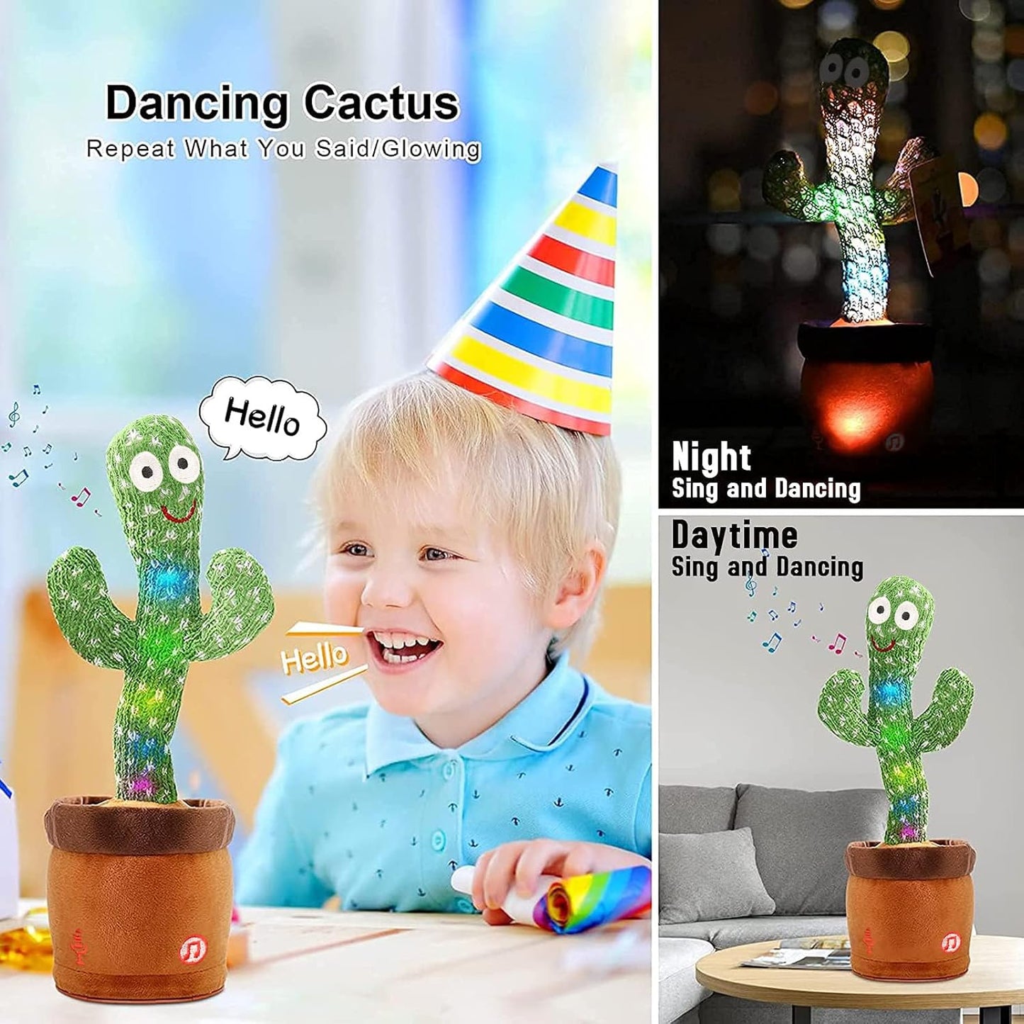 Dancing Cactus Toy, Dancing Talking Cactus for Kids and Baby, Singing Cactus Toy with 120 Songs