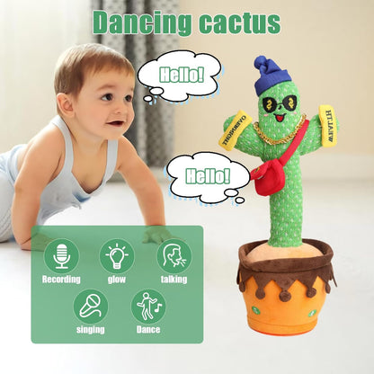 Dancing Cactus Toy, Talking Cactus Mimicking Repeating What You Say Singing Cactus Baby Toy,Sunny Cactus Baby Cactus Toy Mimic