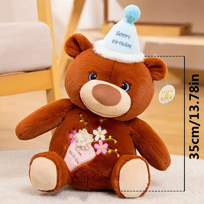 Fluffy Cute Sitting Posture Bear Plush Toy Doll Ornament Doll Throw Pillow