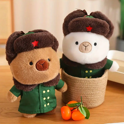 Military Coat Capybara Doll Throw Pillow Plush Doll