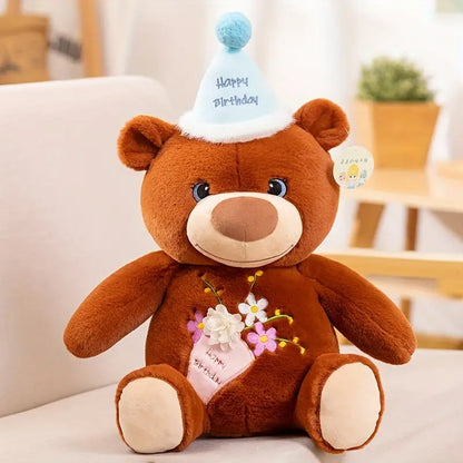 Fluffy Cute Sitting Posture Bear Plush Toy Doll Ornament Doll Throw Pillow