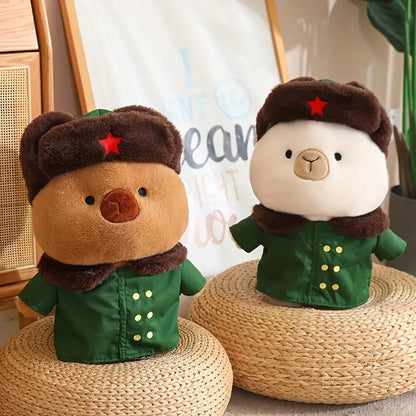 Military Coat Capybara Doll Throw Pillow Plush Doll